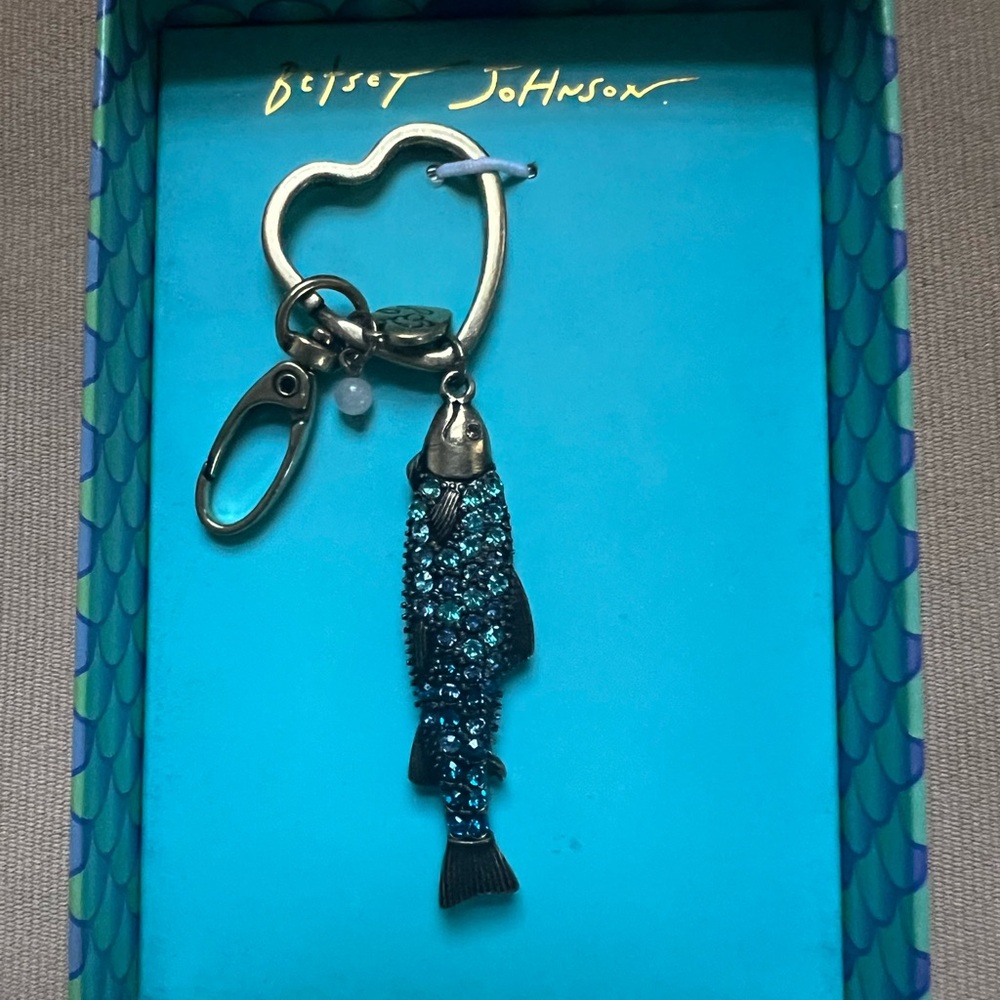 Betsey Johnson Glittering Blue Fish Keychain